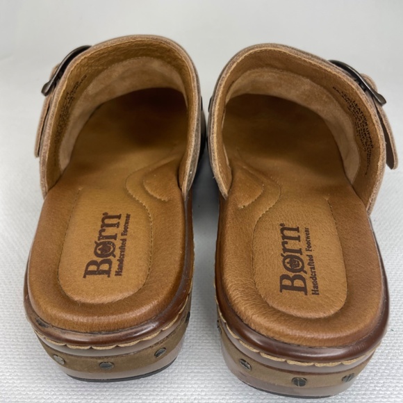 Born Clog Banyan Suede Leather Buckle Mules Taupe Brown Slip On Shoes Size 8 - Picture 7 of 16